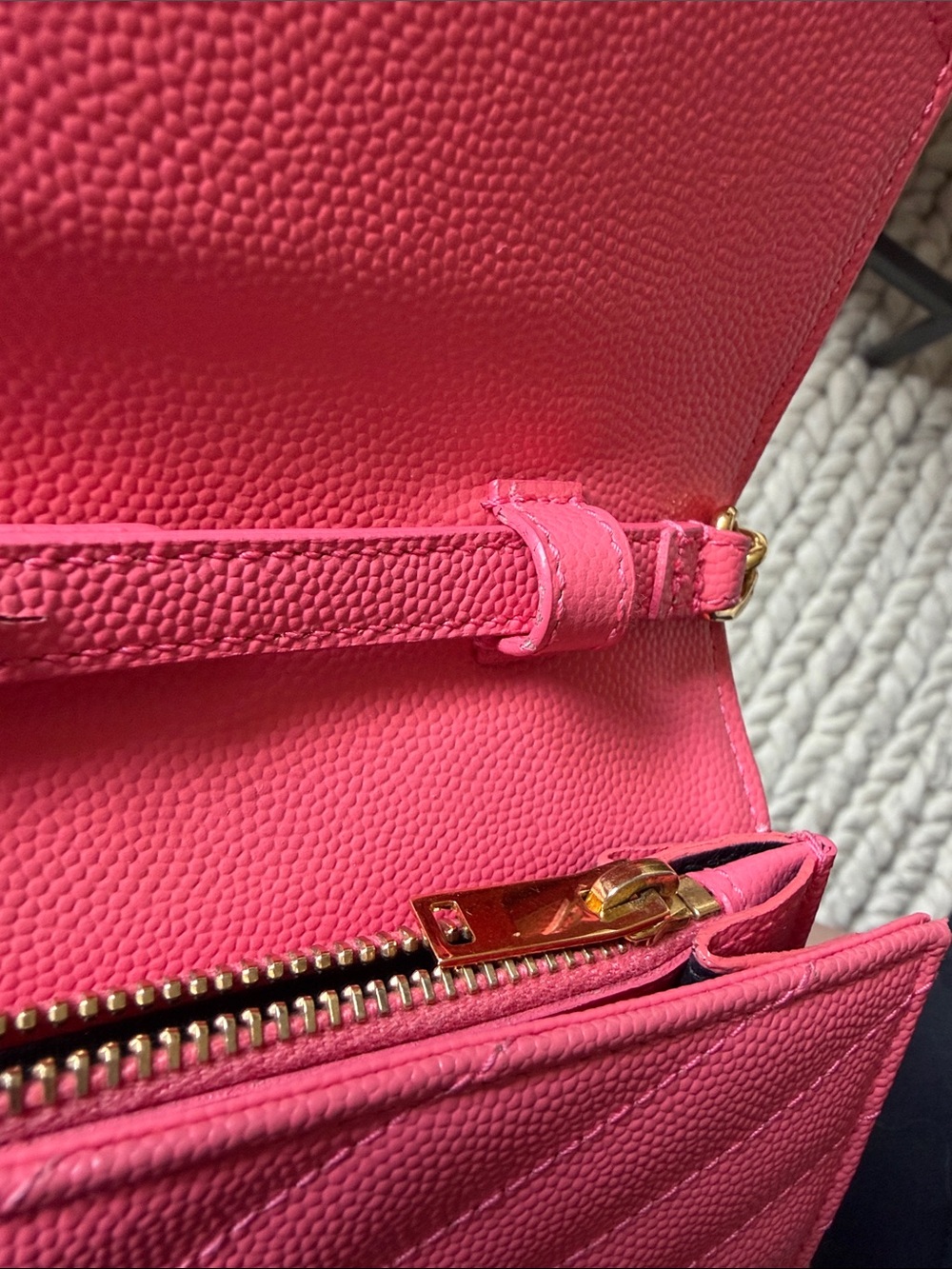 Saint Laurent Pink Cassandre Wallet on Chain Envelope Crossbody - Picture 15 of 16